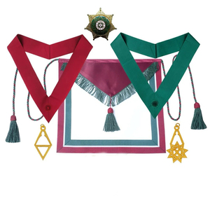 Past Master Blue Lodge Handmade Professional Apron with Customized Color & Size White and Silver Cross Stitch Embroidery - Product Image 6