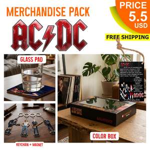 Set di Merchandising <span class=keywords><strong>ACDC</strong></span>: Portachiavi, Pad in Vetro e Scatola Colorata Artigianale - Product Image 1