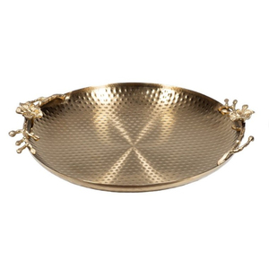 Wholesale Hammered Stainless Steel Serving Tray With Unique Bird Sculpted Handles <b>Table</b> Decoration Accessory Food Serving Tray - Product Image 2