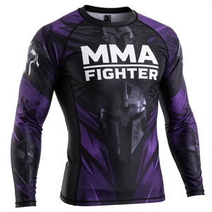 <b>Men</b> Long Sleeve Rash Guard Workout Top Print Quick Dry Fitness <b>Shirt</b> Full Sleeve Polyester <b>Compression</b> Top Rash Guard - Product Image 1