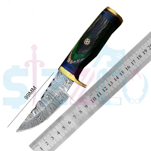 Cuchillos de caza de Damasco al por mayor a bajo precio, cuchillo de hoja fija forjado para camping con mango de madera y latón personalizado para minoristas - Product Image 4