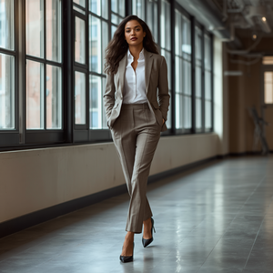 Pantalons de bureau élégants pour femmes, pantalons de travail formels, taille haute, confortables, vêtements de travail, fabrication OEM, vente en gros - Product Image 3