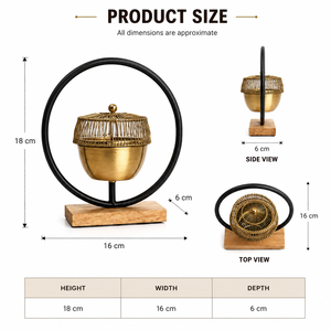 Brûleur d'encens moderne en métal, cadre circulaire élégant avec couvercle en treillis métallique sur base rectangulaire en bois pour une décoration intérieure de luxe - Product Image 2