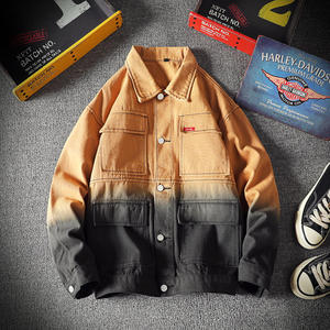 Doger Custom Embossed Men Denim <b>Jacket</b> Red Paint Streetwear Distressed Jean <b>Jackets</b> Men with Rivet and <b>Rhinestone</b> - Product Image 5