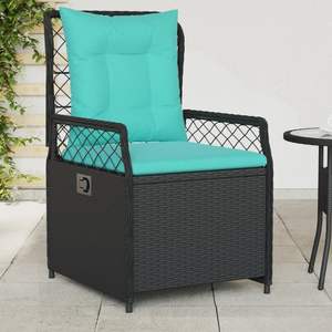 Sedia da giardino reclinabile di dimensioni standard in rattan PE nero - Product Image 1