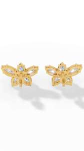 Boucles d'oreilles clous pour femme en or 18 carats de haute qualité, ornées de diamants de laboratoire certifiés, taille marquise et poire, multi-pierres - Product Image 5