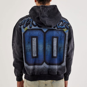 Sweat à capuche surdimensionné personnalisé avec strass, style streetwear lourd, zippé, pour hommes, fabricant OEM/ODM, sweat à capuche entièrement orné de strass - Product Image 2