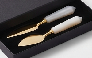 Modern <b>Cheese</b> <b>Knife</b> <b>Set</b> With Marble Handles Stainless Steel Blade Durable Kitchen Tools For Dining Use Tableware And Hotel Use - Product Image 4