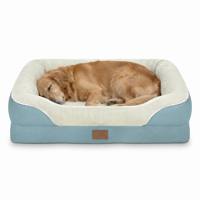 Coussin Orthopédique Hiver Intérieur pour Grands Chiens et Chats, en Mousse Haute Densité, Housse Amovible Imperméable Lavable, Soutien Dorsal, Style Moderne Lin