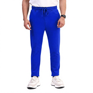 <b>Men's</b> <b>Navy</b> Blue Cotton Sweatpants Elastic Waist Casual <b>Joggers</b> With Side Pockets Midweight Knitted Fit - Product Image 6