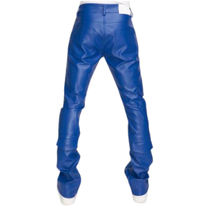 Pantalon de motard en cuir PU pour hommes, pantalon taille haute avec fermeture éclair, plusieurs poches, coupe droite, coupe-vent, automne - Product Image 2