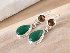 Pendientes de Ónix Verde Natural para Mujer, Plata de Ley 925, Pendientes Colgantes de Piedras Preciosas Hechos a Mano, Joyería al por Mayor - Product Image 4