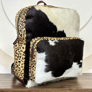 Mochilas Grandes de Cuero Vacuno Genuino con Pelo, Estampado de Leopardo, Duraderas, para Viajes y Escuela, para Mujeres y Hombres, Logotipo Personalizado Disponible - Product Image 4