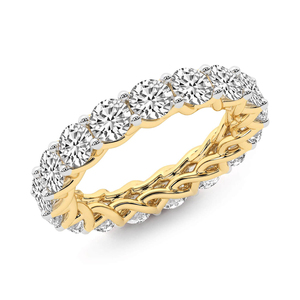 Bague éternité tendance style moderne blanc/jaune/or rose, diamants de laboratoire ronds entrecroisés, qualité VS1, VVS1, pour femme - Product Image 5