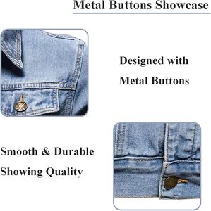 Veste en jean slim pour homme, couleur unie, décontractée, boutonnée, en coton tissé délavé, pour l'automne - Product Image 6
