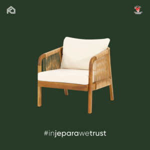 Sillón de Exterior de Madera de Teca Sólida con Cuerda Tejida y Cojín, Muebles de Jardín para Patio, Resort o Villa Tropical - Product Image 3