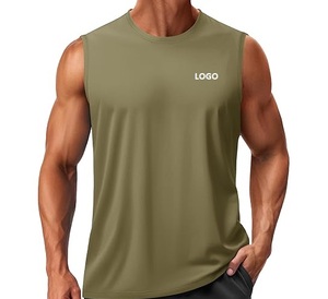 Débardeur d'été personnalisé en tricot décontracté à manches courtes pour homme, respirant, écologique, 100 % polyester, couleur unie, pour le sport et le fitness - Product Image 5