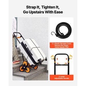 Carrello Pieghevole Robusto con Capacità di Carico di 200 Kg, 6 Ruote e 2 Maniglie Telescopiche per Trasporto su Scale - Product Image 5