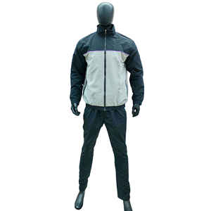 Conjunto Deportivo Transpirable para Hombre, Manga Larga, Bloques de Color, Cierre de Cremallera, Cuello Alto, Ropa de Otoño, Corte Regular - Product Image 1