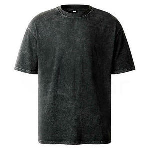 T-shirt en coton lavé uni surdimensionné pour homme, col rond, manches courtes, vêtements décontractés - Product Image 3