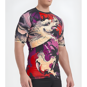 เสื้อรัดรูปแขนสั้นพิมพ์ลายตามสั่งขายส่ง ผ้าสแปนเด็กซ์ ระบายอากาศ แห้งเร็ว ลายมังกร - Product Image 6