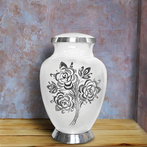 Urna Funeraria de Metal para Cenizas de Adultos |   Urna Funeraria Clásica Blanca para Cremación - Product Image 2