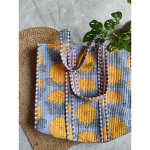 Bolso Tote Floral Acolchado de Algodón 100% Indio para Mujer, Bolso de Hombro de Algodón Hecho a Mano, Bolso Acolchado Estampado, Bolso de Algodón Ecológico - Product Image 3