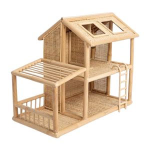 Casa de Muñecas de Ratán Estilo Natural, Muebles para Casa de Muñecas, Casa de Muñecas Grande, Precio Económico al por Mayor - Product Image 2