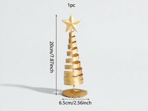 Ensemble d'arbres de Noël en métal doré de luxe pour la décoration de table, centre de table festif et style hivernal moderne, provenant d'Inde - Product Image 3