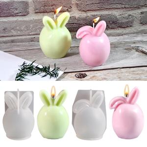 Easter Rabbit Aromatherapy Candle Cute Rabbit <b>Egg</b> Scottish Fold Rabbit Silicon Gypsum Candle Silicone Mold - Product Image 1