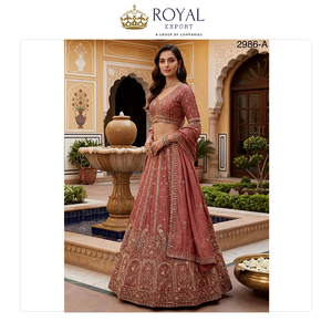 Colección de Ropa de Novia de Diseño Moderno y Calidad de Lujo, Lehenga Choli de Seda con Patrón de Pavo Real, Bordado y Adornos Zari - Product Image 5