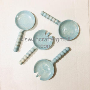 ชุดช้อนส้อมสลัดอะคริลิก/เรซิ่น ปลอดภัยสำหรับเครื่องล้างจาน ดีไซน์หรูหรา เป็นมิตรกับสิ่งแวดล้อม ด้ามจับสีมัสตาร์ด งานฝีมือคิสวะ - Product Image 4