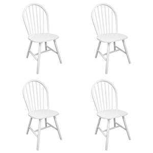 Juego de 4 Sillas de Comedor de Madera de Caucho Sólido Blanco, Diseño Estándar y Duradero - Product Image 2