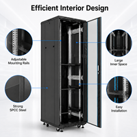 Armoire de serveur réseau sur pied 42U 19 pouces 600x800mm en acier SPCC avec porte frontale en verre pour centre de données, usine OEM ODM