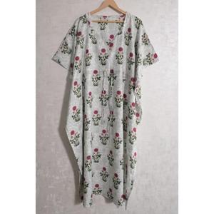 Caftán de Algodón con Estampado Artesanal para Mujer, Vestido Bohemio de Verano, Holgado, Ligero, para Playa o Descanso, Cintura Natural - Product Image 2