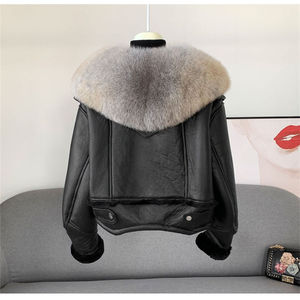 Women's Genuine Leather Eco-Friendly Finished Jacket (3 Colors) Biker Style with Zip Pockets Regular Coat for Winter - Product Image 2