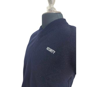 Suéter sin Mangas para Hombre, Color Azul Marino, Cuello en V, Tejido de Punto, Logotipo de Seguridad Bordado en la Parte Delantera, Corte Regular Informal, Mezcla de Algodón Transpirable - Product Image 4