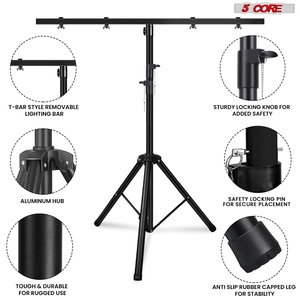 Support de lumière DJ robuste, lot de 2, trépied réglable de 39 à 100 pouces, barre en T, peut supporter 4 éclairages de scène - Product Image 6