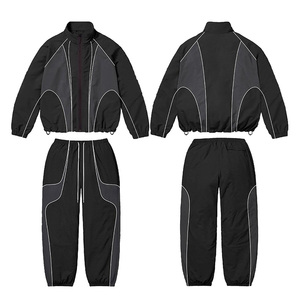 Custom Nylon Track <b>Hoodie</b> Oversized Boxy Fit Windbreaker Embroidery Zip up Men Hoodies - Product Image 1