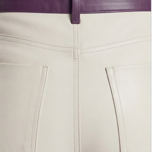 Pantalones de Cuero para Mujer con Botones, Pantalones de Cuero Ajustados para Mujer, Pantalones de Cuero 100% para Dama con Bolsillos - Product Image 4