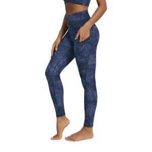 Earth Tone Pattern Women Yoga Leggings High Rise Tights Nylon Elastane Utility Side Pocket Compression <b>Butt</b> <b>Lift</b> Flexible <b>Pants</b> - Product Image 2