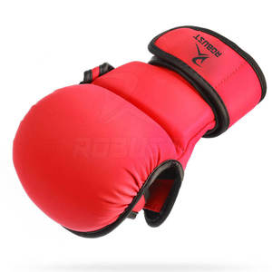 Gants de MMA en cuir pour la boxe et la pratique du fitness avec paume antidérapante, doublure confortable, sangle de poignet sécurisée à fermeture auto-agrippante - Product Image 2
