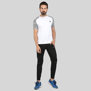 Pantalon de survêtement sport bleu quatre directions avec bande latérale, logo personnalisable, impression HD, délavage coloré, 100 % polyester, séchage rapide, tailles homme M/L/XL - Product Image 5