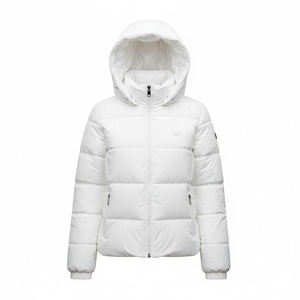 Veste matelassée blanche à capuche pour femme, manteau d'hiver chaud et épais avec fermeture éclair, vêtement d'extérieur décontracté - Product Image 1