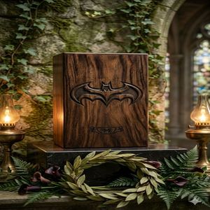 Batman Wooden Cremation Urn Natural Wood Finish Adult <b>Memorial</b> <b>Keepsake</b> <b>Box</b> Customizable Design - Product Image 5
