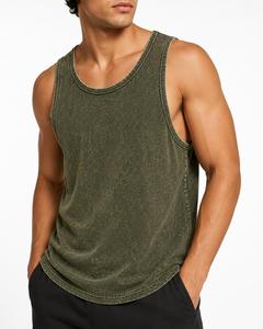 Débardeur sans manches col rond pour homme, couleur unie, tricoté, coupe sport décontractée, finition délavée, polyester/coton, ODM, respirant, logo frontal - Product Image 6