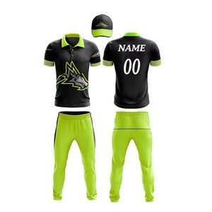 Uniformes de cricket d'été de qualité supérieure 100% polyester, séchage rapide, respirants, couleurs personnalisées, noms d'équipe, impression par sublimation, créez votre design - Product Image 1