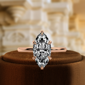 Anillo de Compromiso con Corte Marquesa de 1 Quilate en Oro Sólido de 14k, Anillo de Novia con Diamante Cultivado en Laboratorio, Anillo de Promesa con Halo Oculto de Diamantes Solitarios - Product Image 3