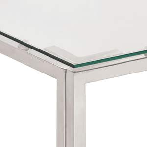 Mesa de Centro Moderna de Acero Inoxidable Plateado con Vidrio Templado, Diseño Contemporáneo - Product Image 4