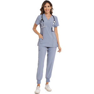 Conjuntos de Uniformes Médicos de Alta Calidad para Mujer, Manga Corta, Cuello en V, para Uso Hospitalario, Salón de Belleza, Spa, Enfermería - Product Image 1